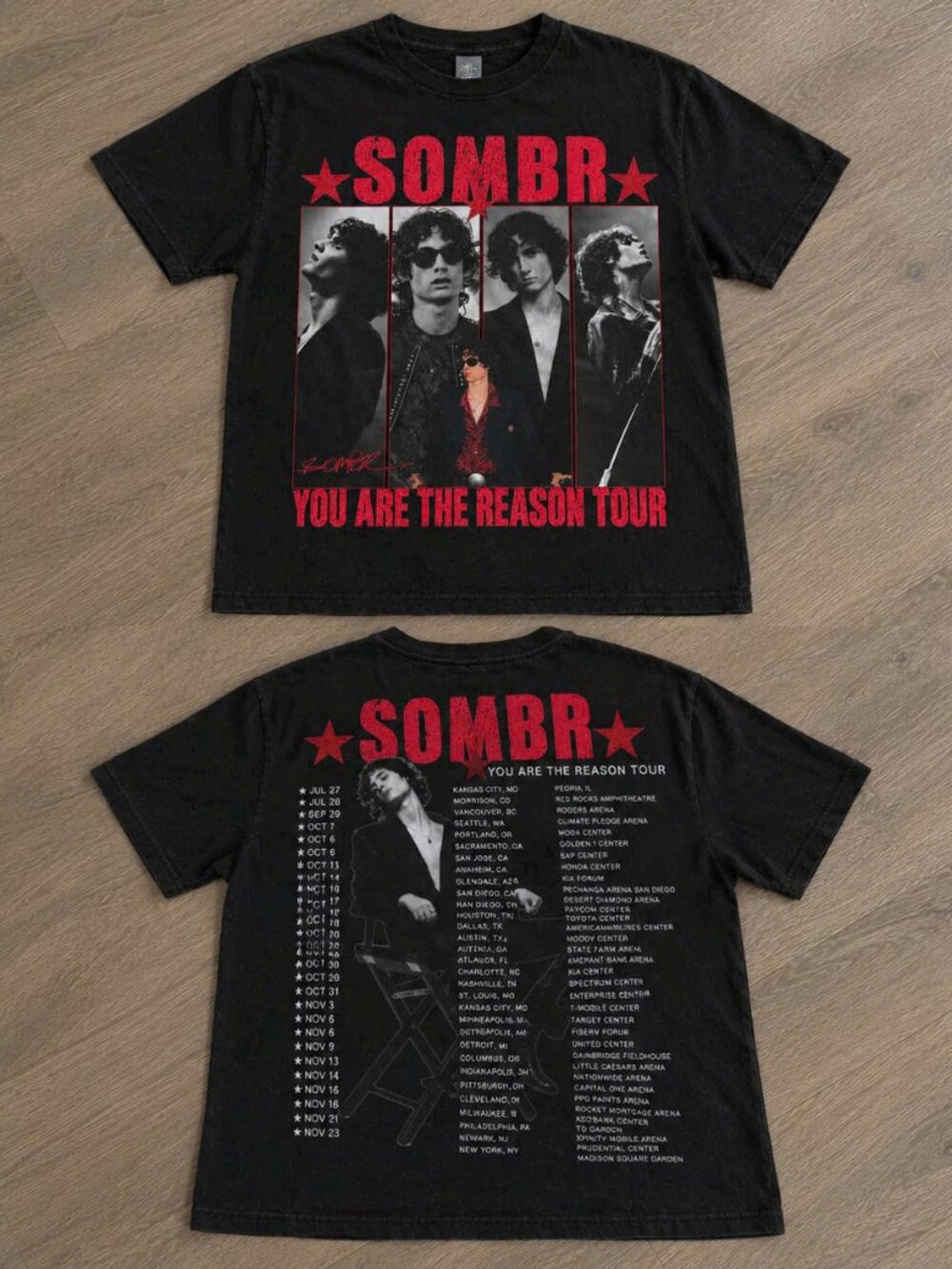 Sombr Tour Graphic Tee Black Concert T-Shirt
